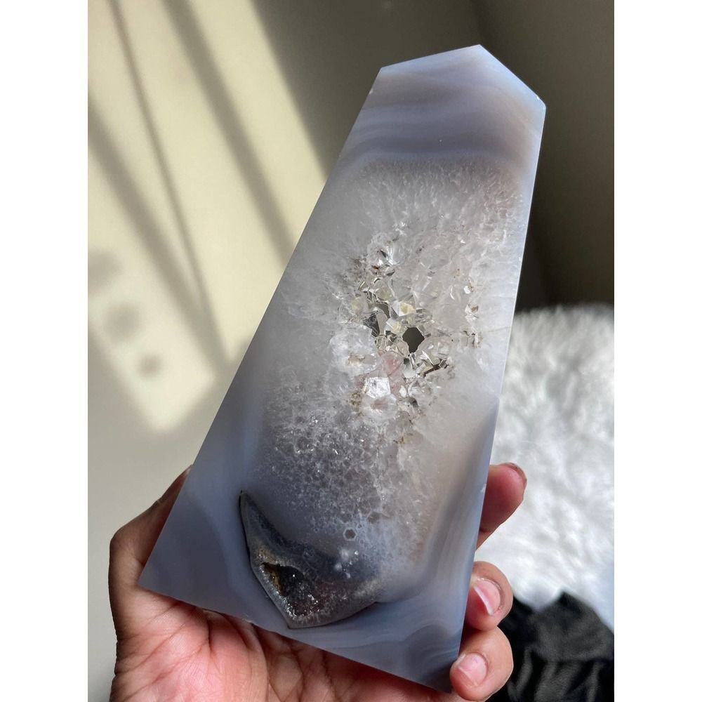 Blue Druzy Agate Crystal Tower